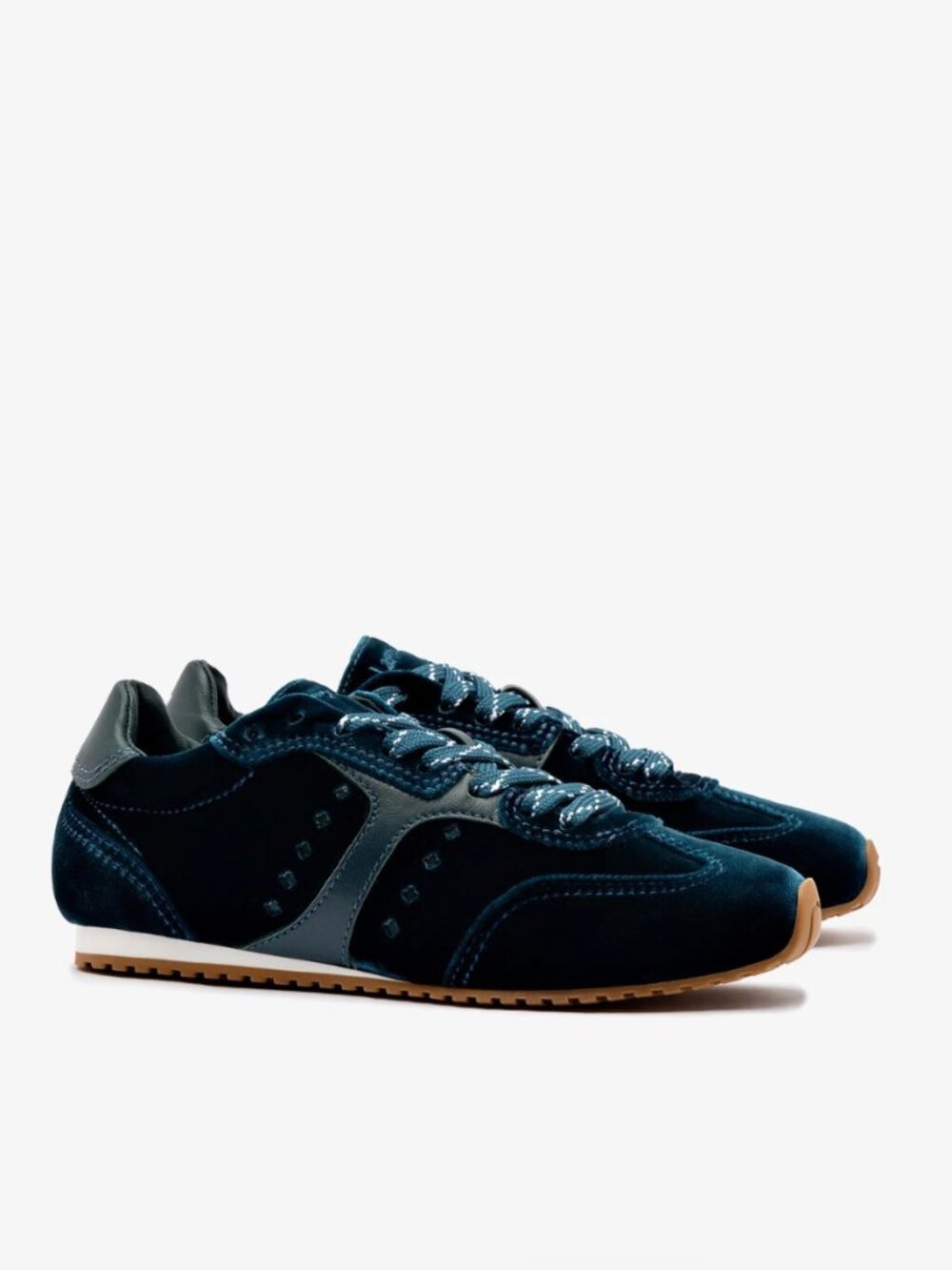 Larroudé Stella Sneakers in Velvet DeepSea Green Napa Leather Size 6 New in Box